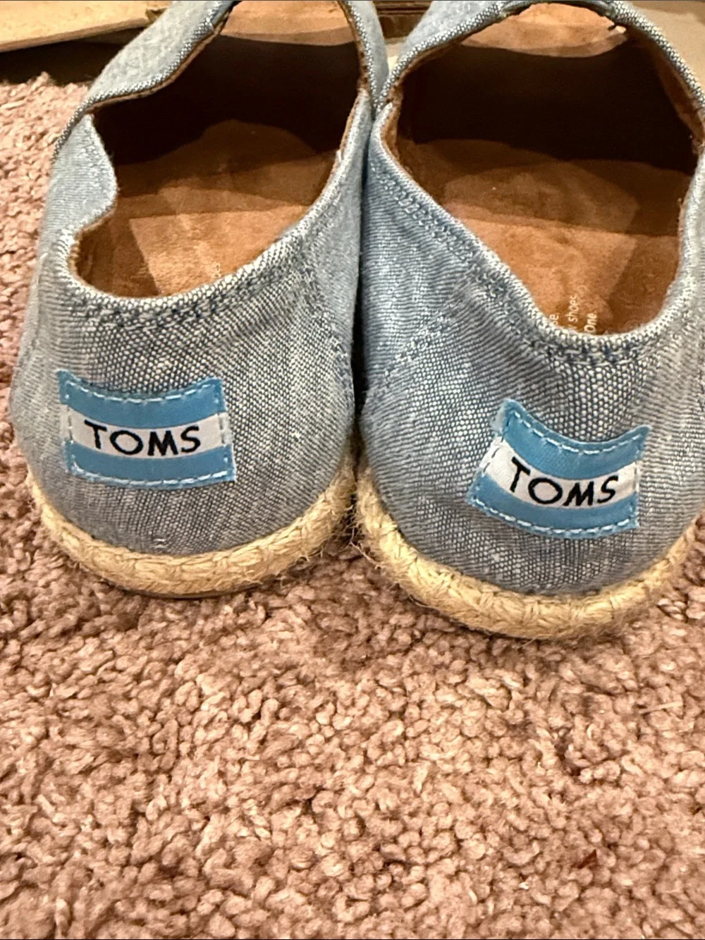TOMS Light Blue Denim Open-Toe Espadrille Flats